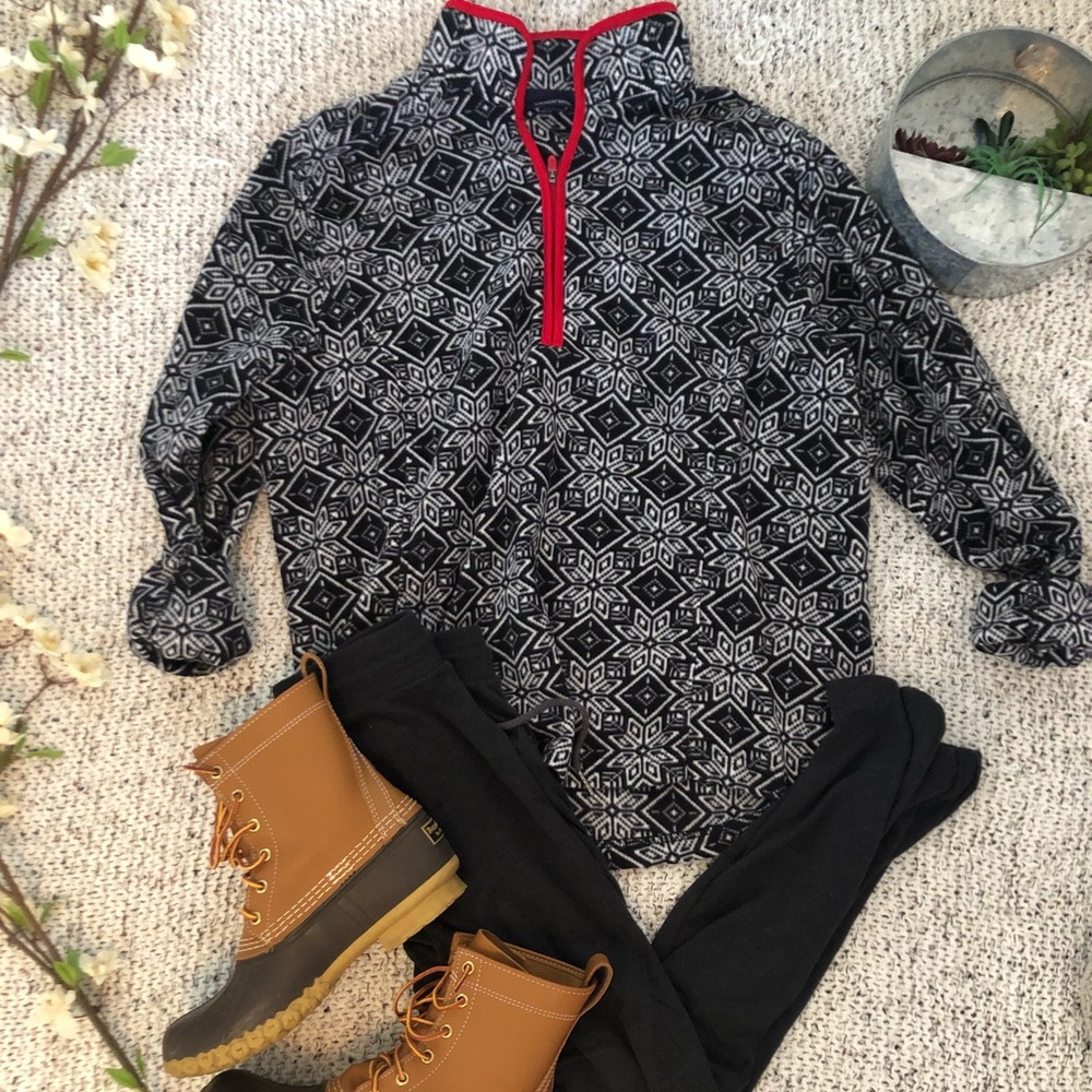 Snowflake Patterned Quarter Zip